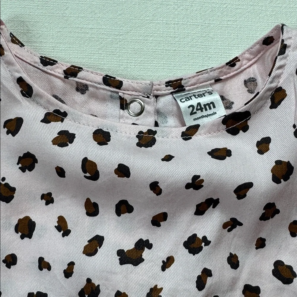 Carters Baby Girls Pink Leopard Print Long Sleeve Peplum Top 24M Animal Print